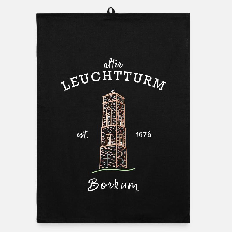 Alter Leuchtturm auf Borkum, Ostfriesland Nordsee Organic Geschirrtuch