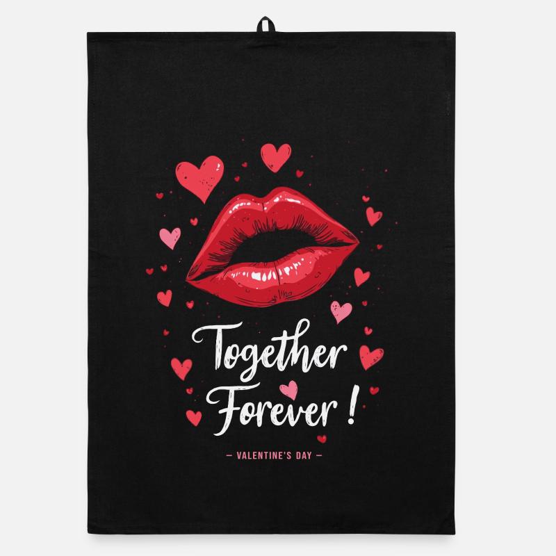 Valentinstag Geschenk Kussmund Herzen Organic Geschirrtuch
