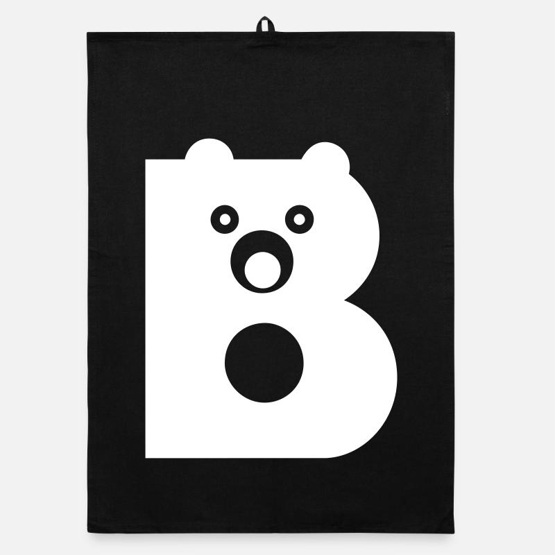 B Letter white Vectorgraphic Organic Geschirrtuch
