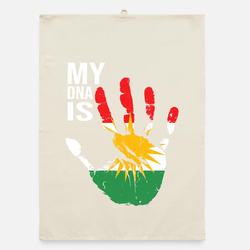 Kurdes du Kurdistan Conception à la main avec drapeau Torchon bio