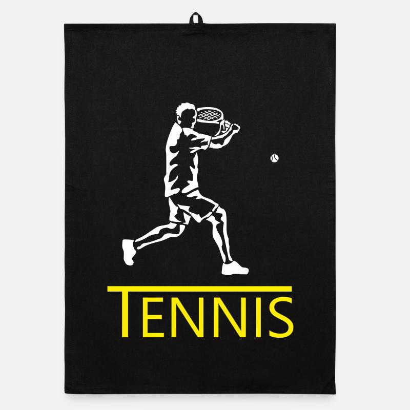 Tennis silhouette: player with racket Organic dish towel