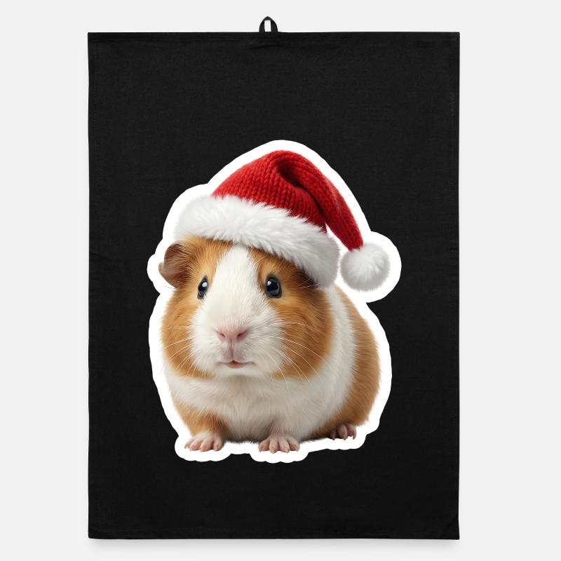 Petit chapeau de Noël en forme de cochon d’Inde mignon Torchon bio
