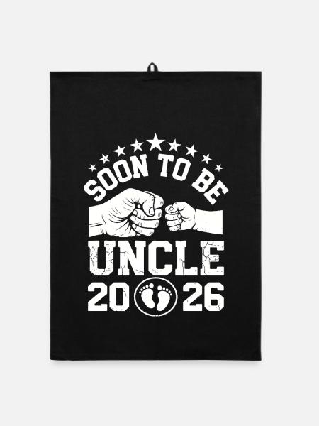Annonce du nouveau bébé bientôt de l’oncle 2026 - Torchon bio - noir - Devant