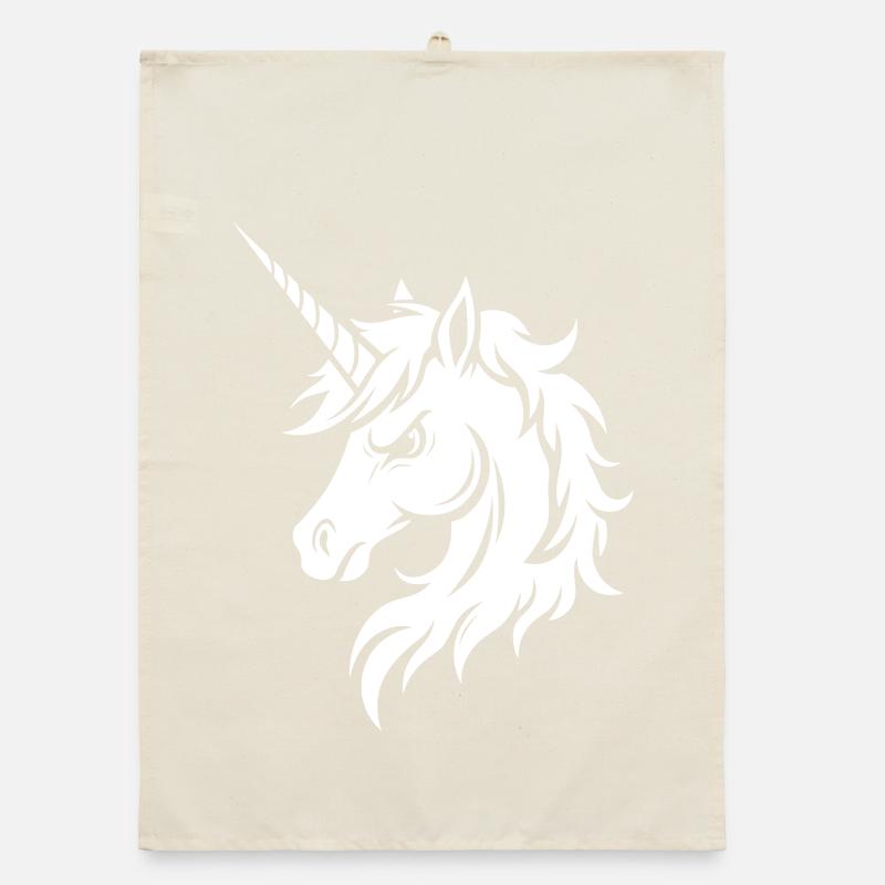 Unicorn head with serious expression Organic dish towel