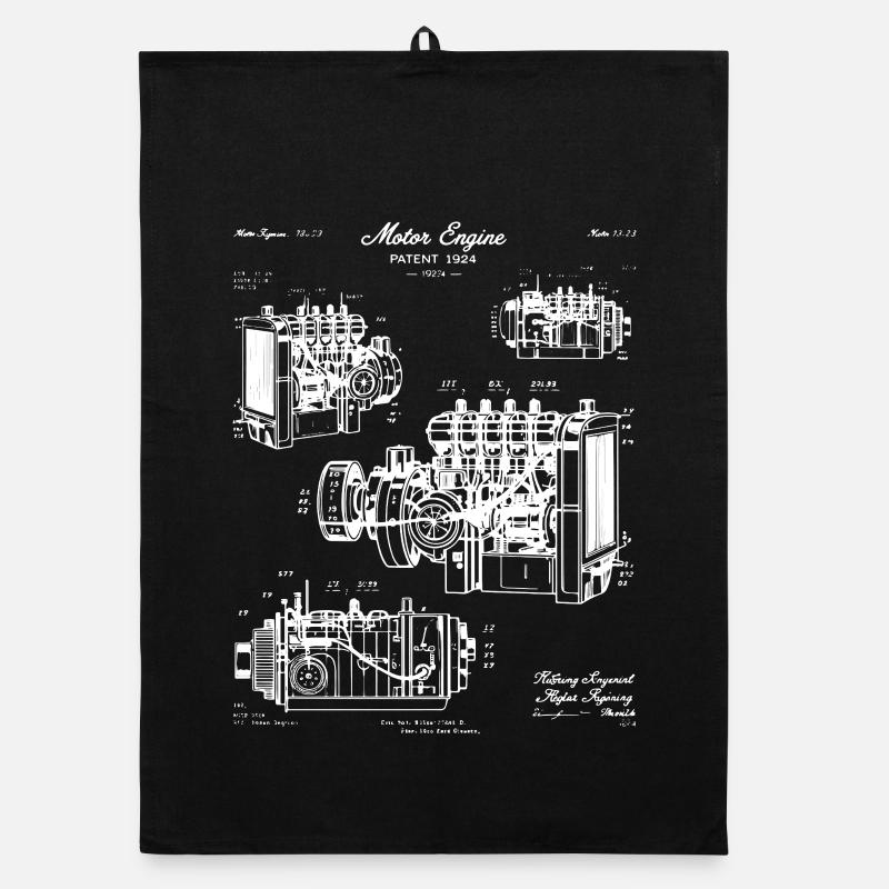 Kunst des Original-Lokomotiven-Bauplans - Organic Geschirrtuch - Schwarz