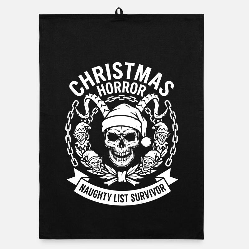 Weihnachts-Horror Schädel: Naughty List Survivor Organic Geschirrtuch