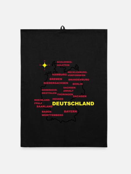 deutschland land karte - Organic Geschirrtuch - Schwarz - Vorne