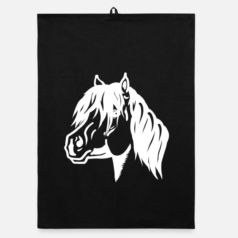 Pony Portrait weiß - Organic Geschirrtuch - Schwarz