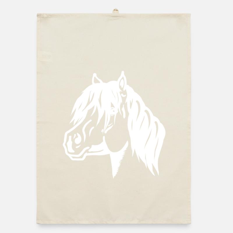 Pony Portrait white Organic dish towel