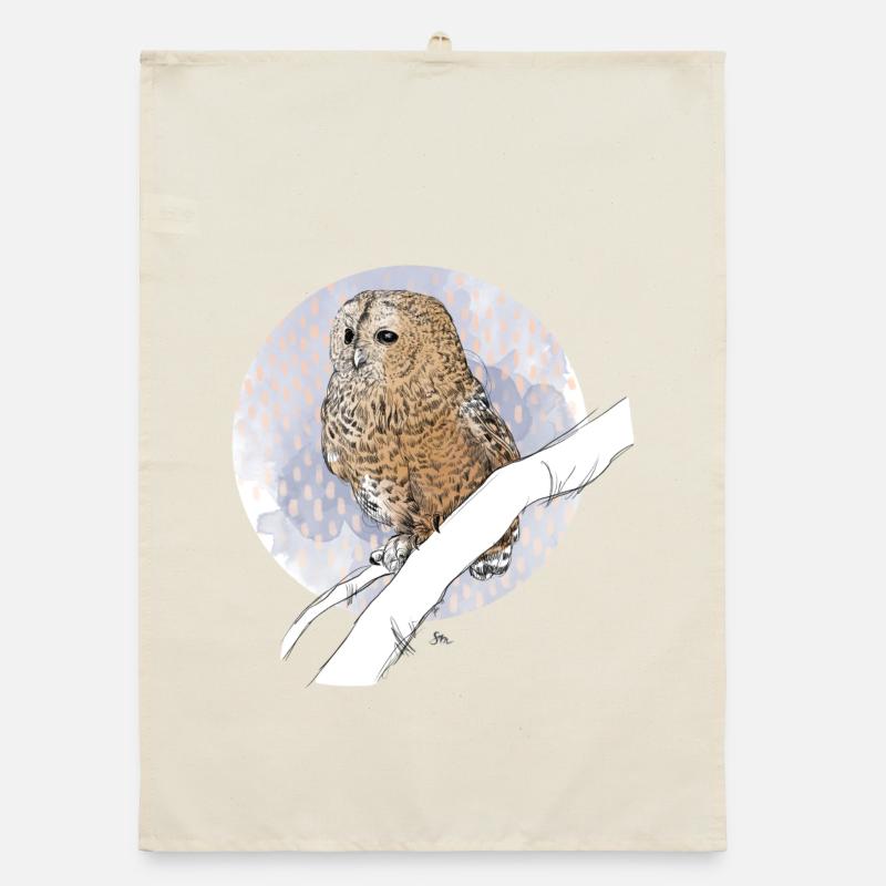Little owl on pattern in pastel colors Organic dish towel