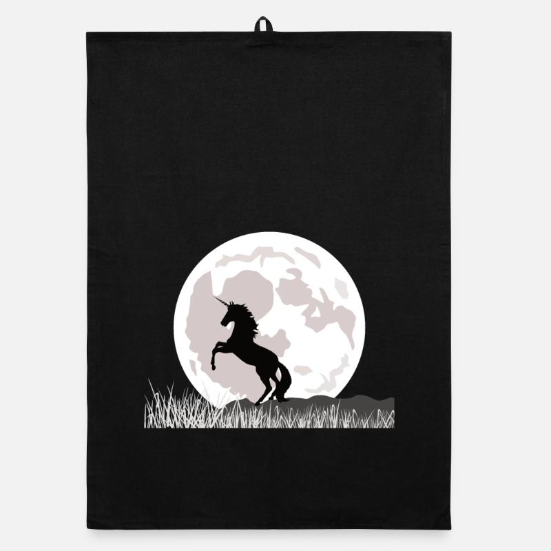 Licorne au clair de lune sur un paysage herbeux Torchon bio