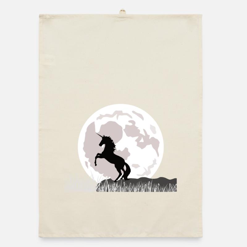 Mondschein-Einhorn über Graslandschaft Organic Geschirrtuch