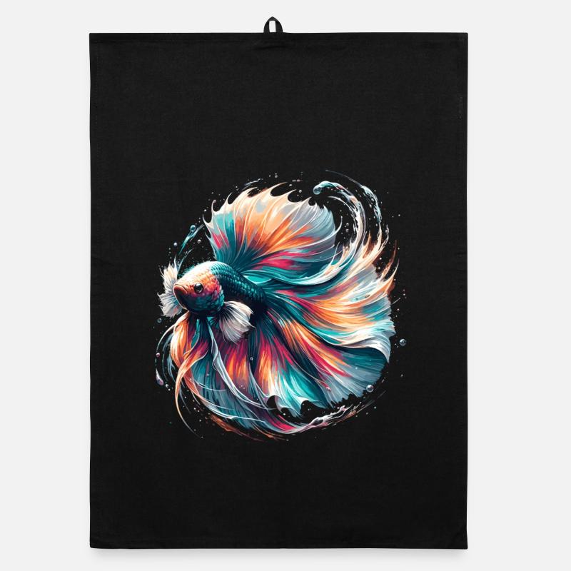 Bright Betta Splendens, Colorful Organic dish towel