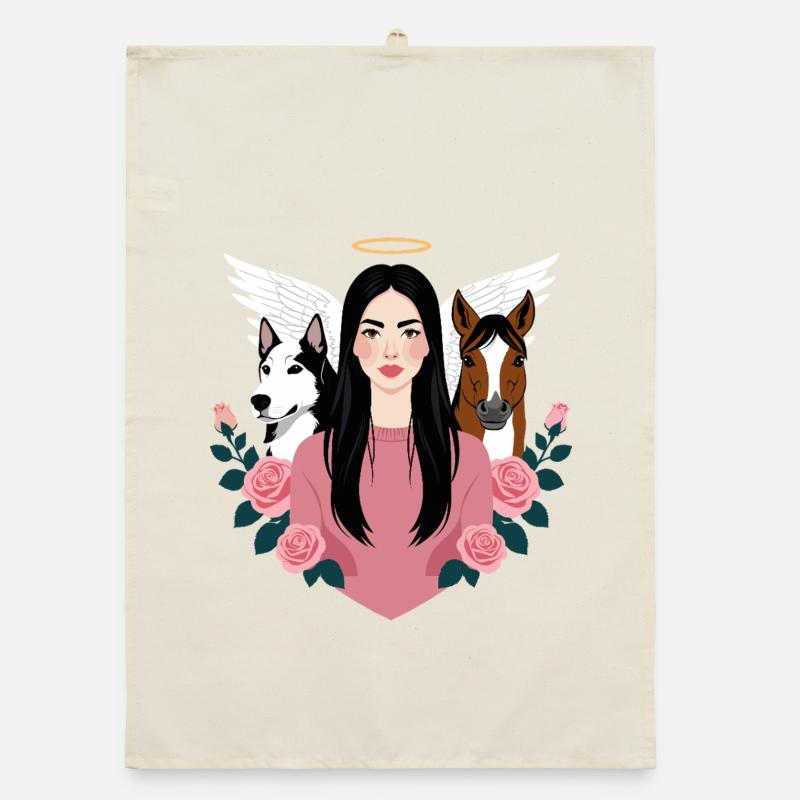 Frauchen, Hund und Pferd Organic Geschirrtuch