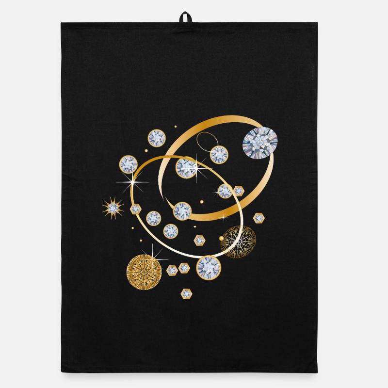 Diamond constellation in golden strips Organic dish towel
