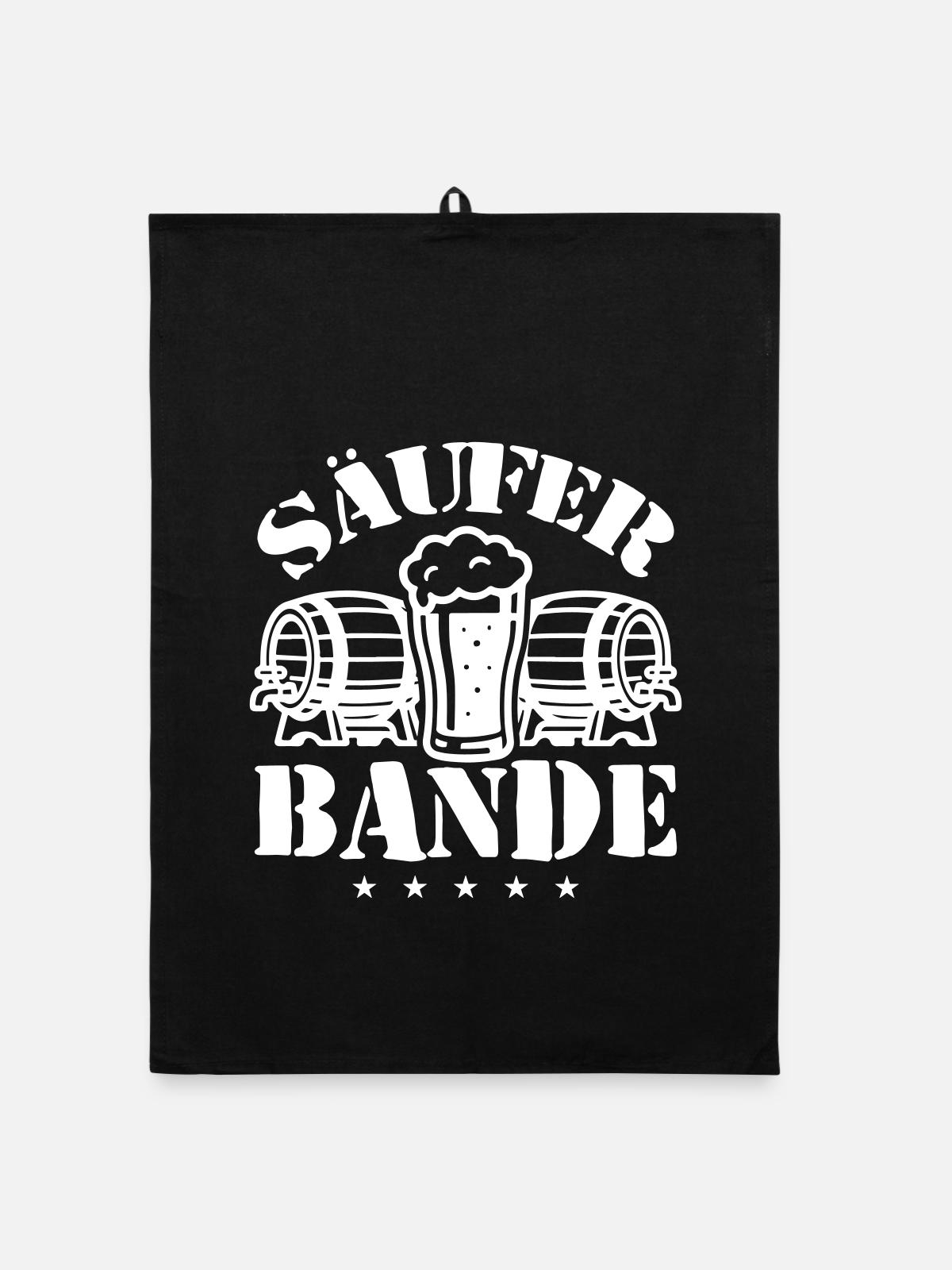 Säufer Bande Bier - Organic Geschirrtuch - Schwarz - Vorne