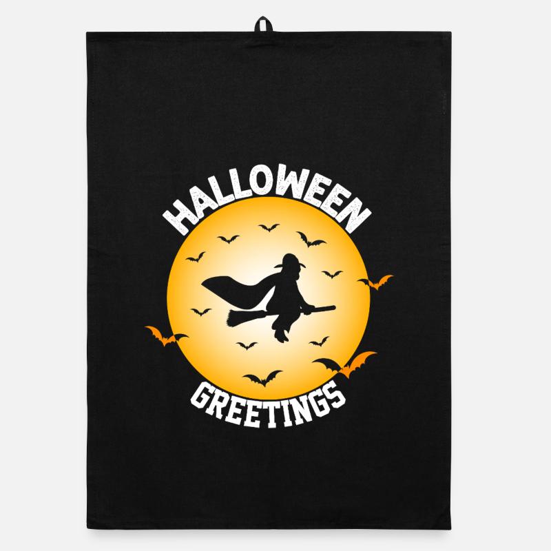 Halloween Witch Flight Silhouette Design Organic dish towel