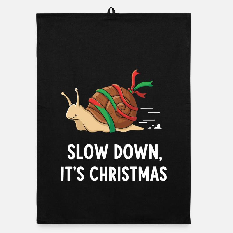 Slow Down Weihnachten Schnecke Organic Geschirrtuch