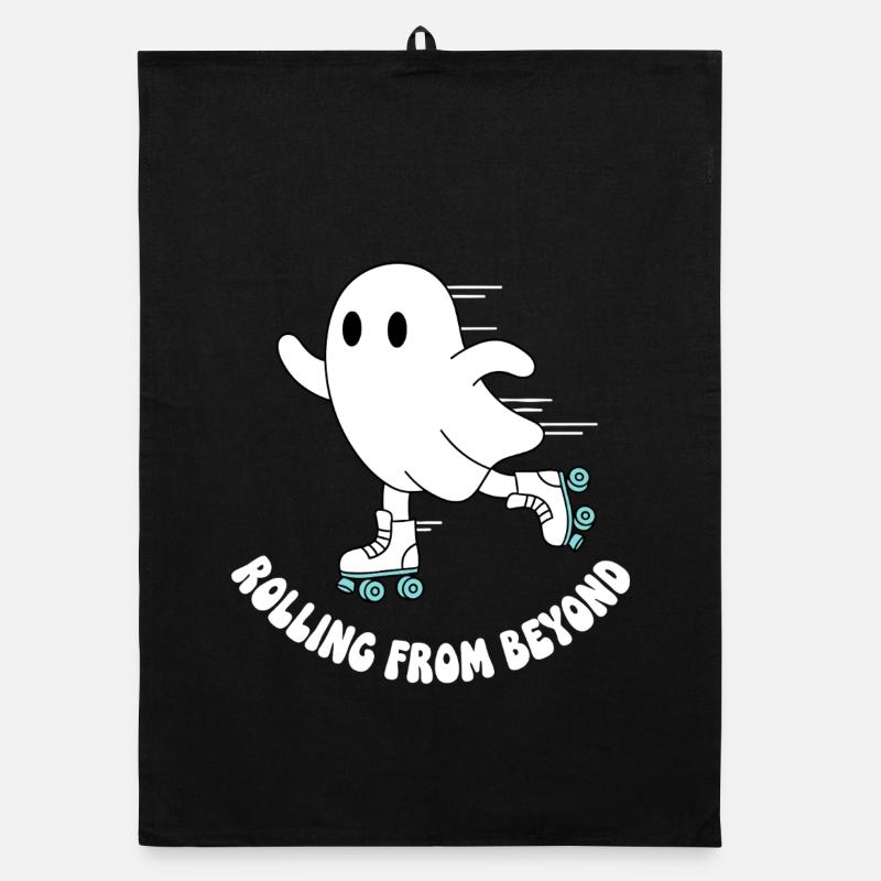 Ghost on roller skates Organic dish towel