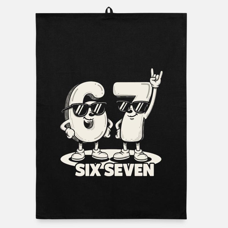 67 Six Seven meme 6 7 - Retro Rock Musik Geschenk Organic Geschirrtuch