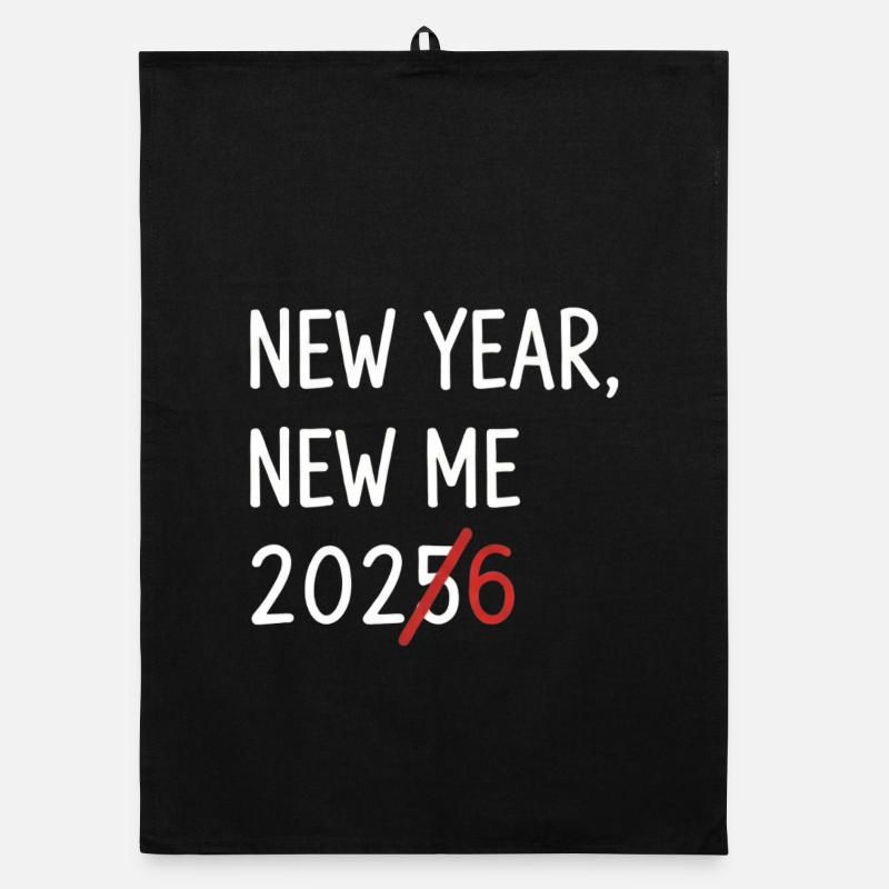 New Year New Me 2026 Strikethrough Organic Geschirrtuch