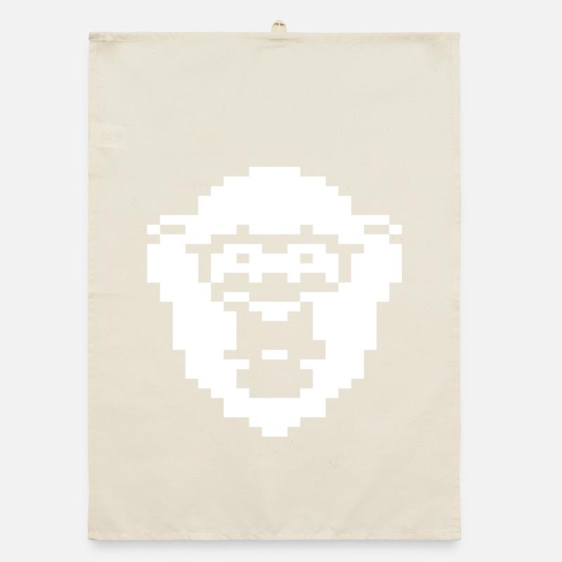 Retro Pixel Chimp Badge Organic dish towel