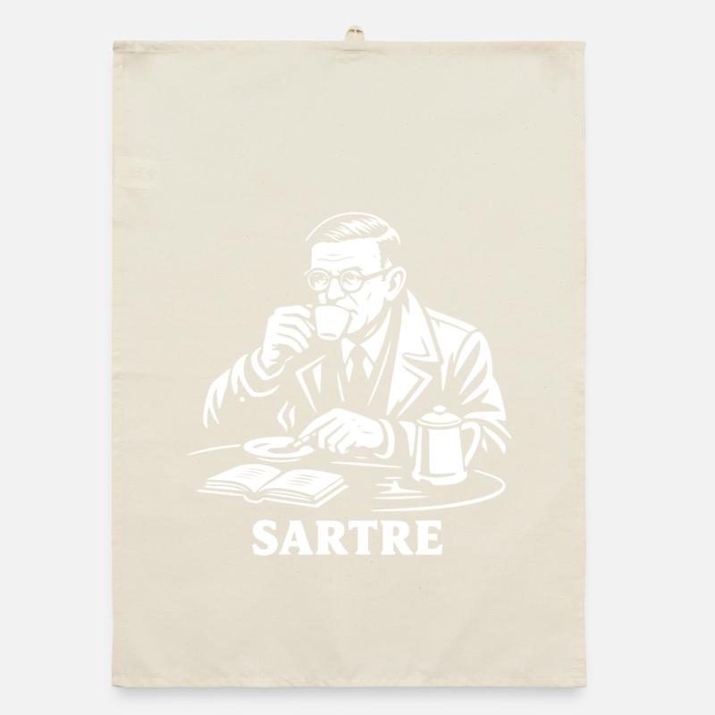 Existential Brew Sartre Portrait Organic dish towel