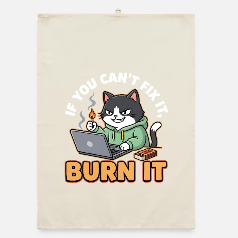 Burn It – Funny Saying for Programmers Organic dish towel