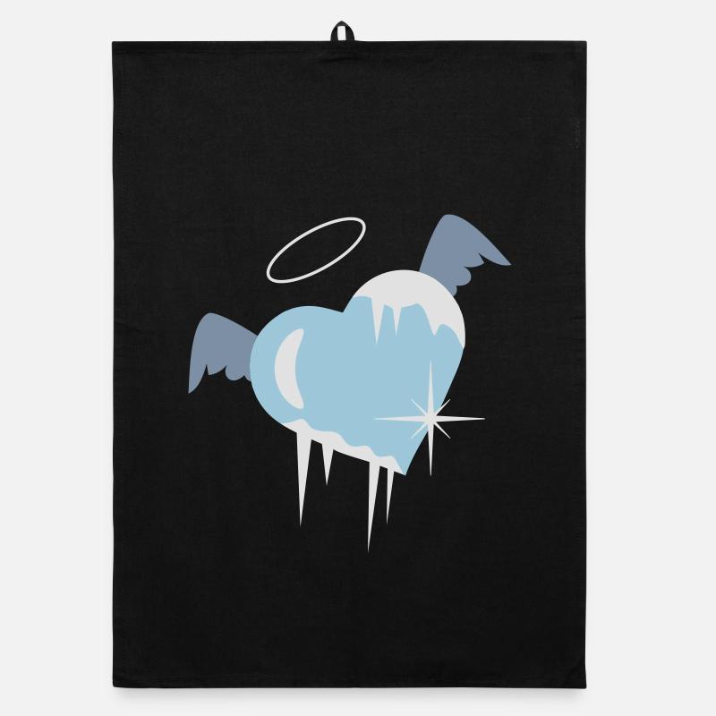 Cold heart with a halo, wings and icicles Organic dish towel
