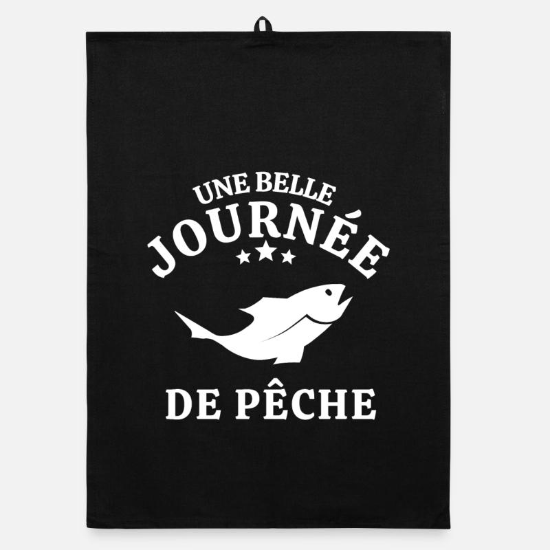 pêche, pêcheur, canne à pêche Torchon bio
