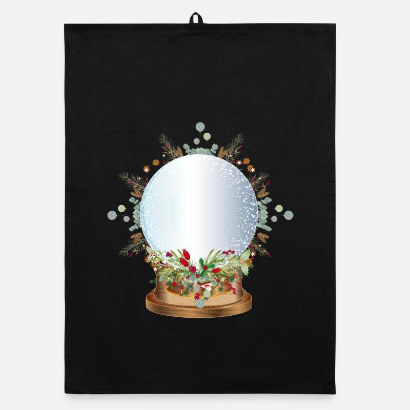 empty nostalgic snow globe to label Organic dish towel