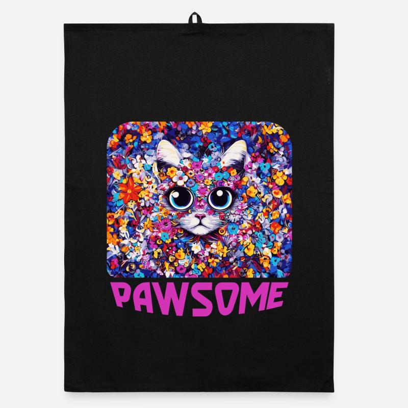 Pawsome - Chat en fleurs Torchon bio