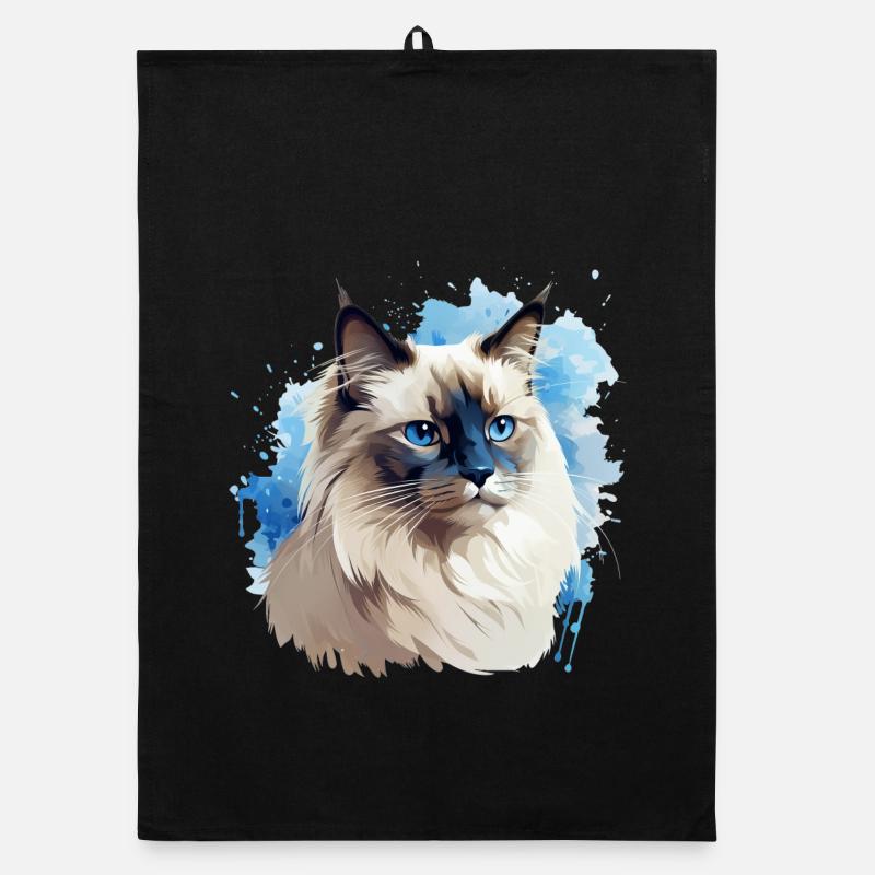Cat Head Sacred Birman Organic dish towel