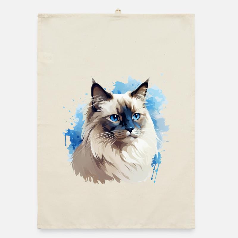 Cat Head Sacred Birman Organic dish towel