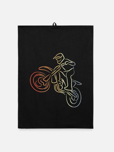 Motocross Line Drawing - Organic dish towel - black - Front