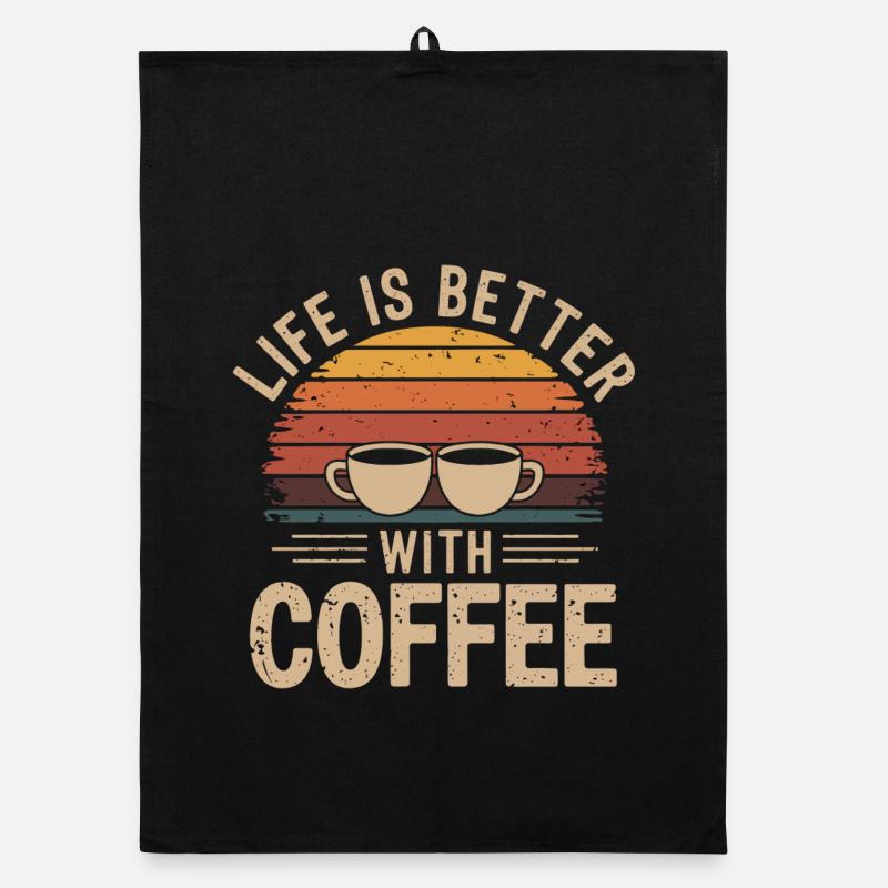 Life Is Better With Coffee Retro Organic dish towel