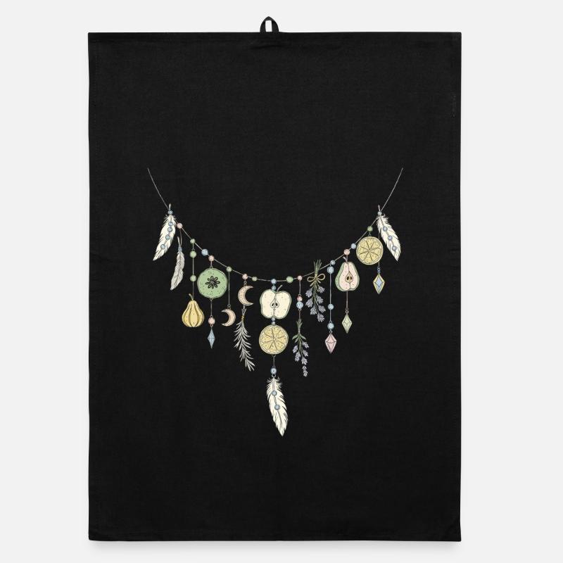 Delicate Fruit and Feather Necklace Organic dish towel