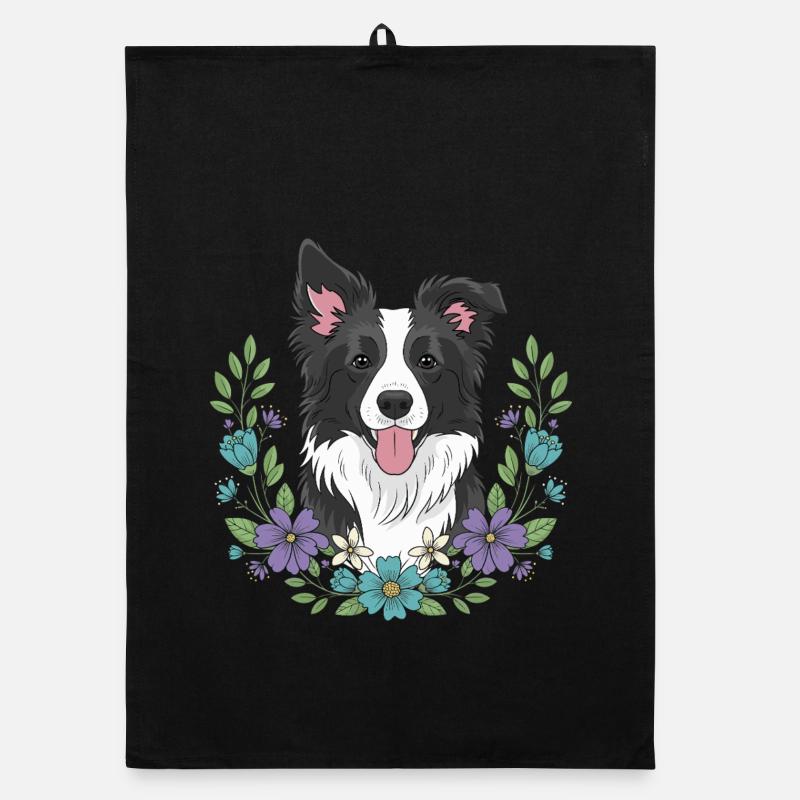 Célébration florale du Border Collie Torchon bio