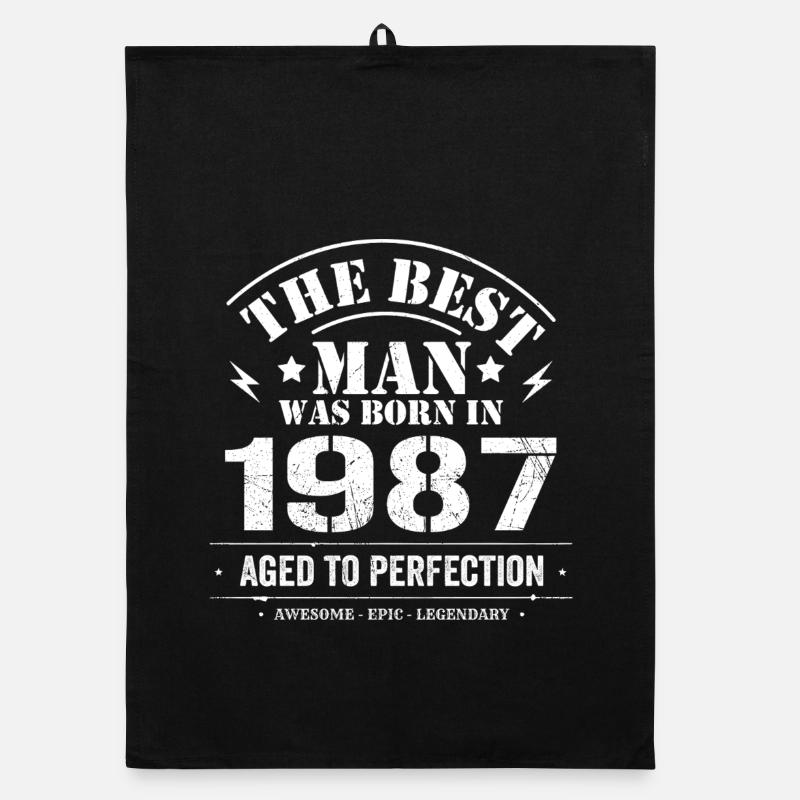 Born in 1987 Birthday 1987 - 38 Years Retro Organic dish towel