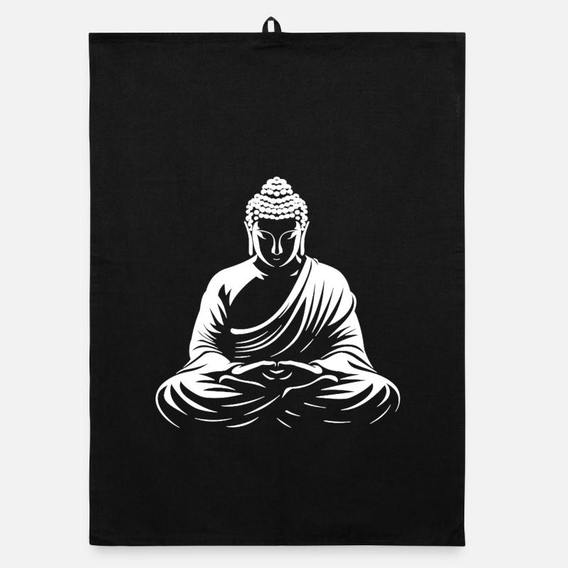 Bouddha en méditation blanc Torchon bio
