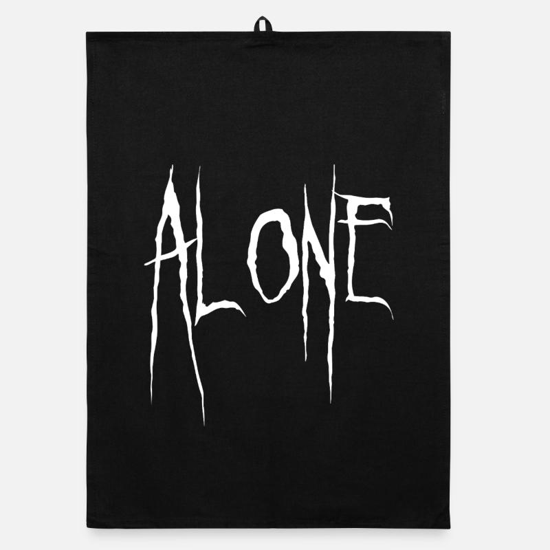 Typographie déchiquetée Alone - Torchon bio - noir