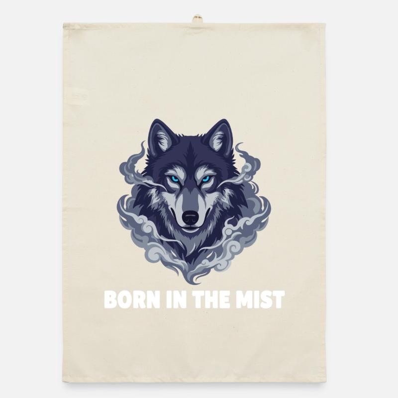 Nebelwolf : Wolfkopf dans la brume Torchon bio