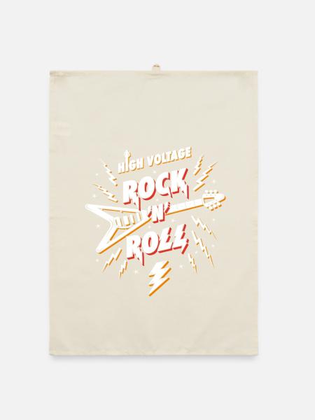 High Voltage Rock N Roll Guitar - Organic dish towel - nature - Front