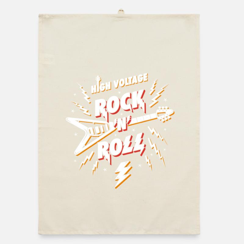 High Voltage Rock N Roll Guitar Organic dish towel