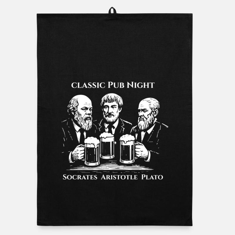 Soirée Pub des Philosophes : Socrate Aristote Platon Torchon bio