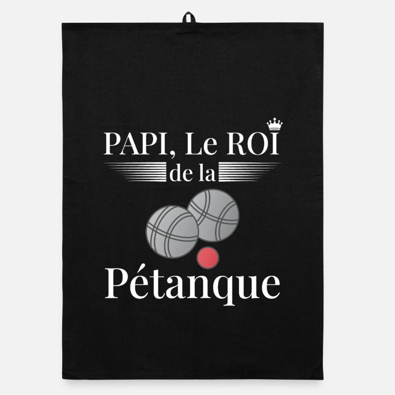 Papi Roi de la Pétanque Cadeau Unique Grand-Père Torchon bio