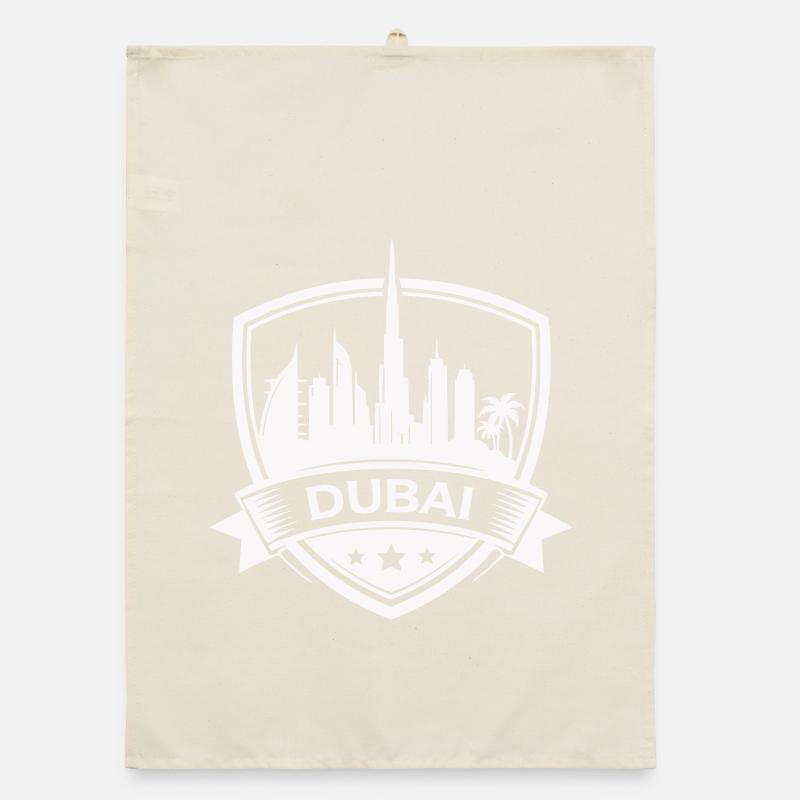 Dubai Skyline Badge Sign Organic dish towel