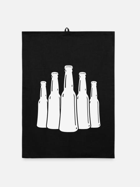Beer Bottles Silhouette - Organic dish towel - black - Front