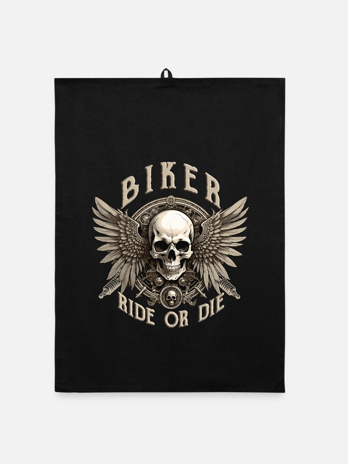 BIKER - Organic Geschirrtuch - Schwarz - Vorne