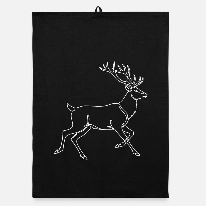 Minimalistische Hirsch Silhouette Geweih Rotwild Organic Geschirrtuch